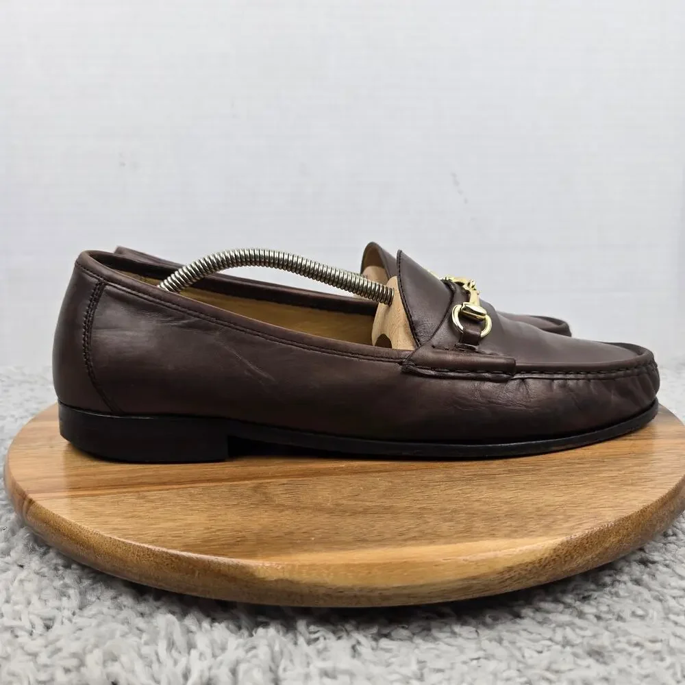 Cole Haan Mens 10.5M Ascot Brown Leather Business Casual Moc Toe Horsebit Loafer